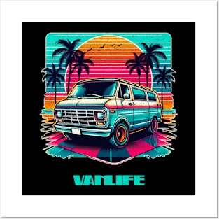 Retro 80’s distressed econoline Vanlife Posters and Art